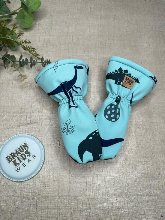 Ziemas softshell cimdi  -  Dinozauri uz zila